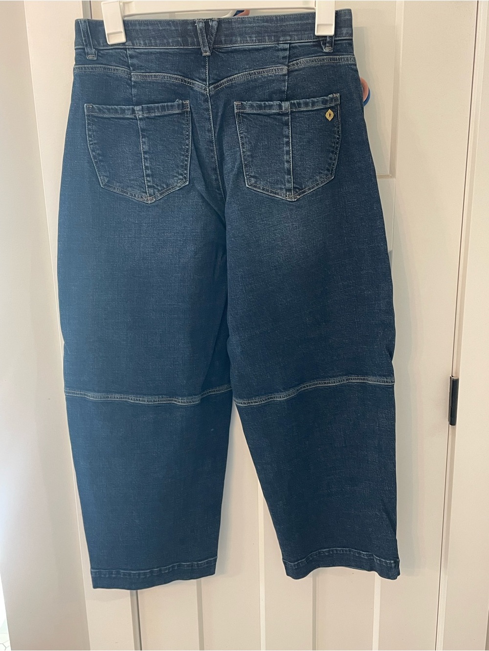 Democracy Dark Blue Darted Barrel Cropped Jeans - Picture 4 of 9